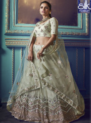Green Color Soft Net New Designer Party Wear Lehenga Choli