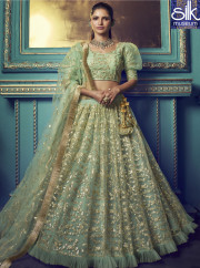 Divine Green Color Net Fabric New Designer Lehenga Choli