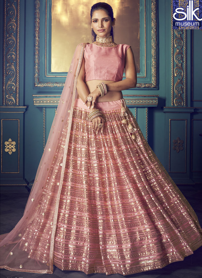 14445 Sparkling Pink Color Soft New Designer Party Wear Lehenga Choli