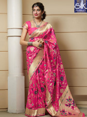 Superb Pink Color Silk Designer New Traditional Party Wear Saree