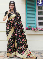 Majestic Black Color New Silk Designer Traditional Party Wear Saree