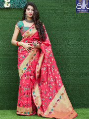 Awesome Dark Pink Color Silk Fabric New Designer Traditional Saree