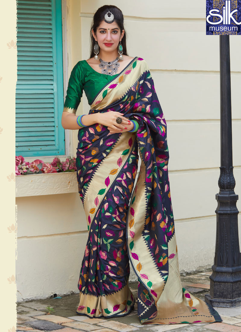 14457 Wonderful Blue Color Silk Designer Party Wear Traditional Saree