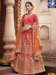 Divine Rose Pink Color Silk Designer Wedding Wear A Line Lehenga Choli