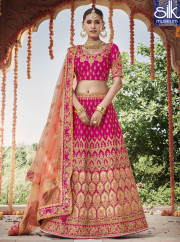 Eye Catchy Pink Color Silk New Designer Wedding Wear A Line Lehenga Choli