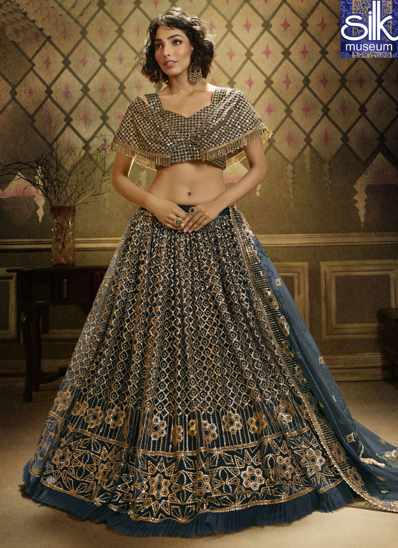 14494 Beautiful Rama Green Color Soft Net Designer Party Wear Lehenga Choli