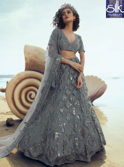 Divine Grey Color Soft New Designer Party Wear Lehenga Choli