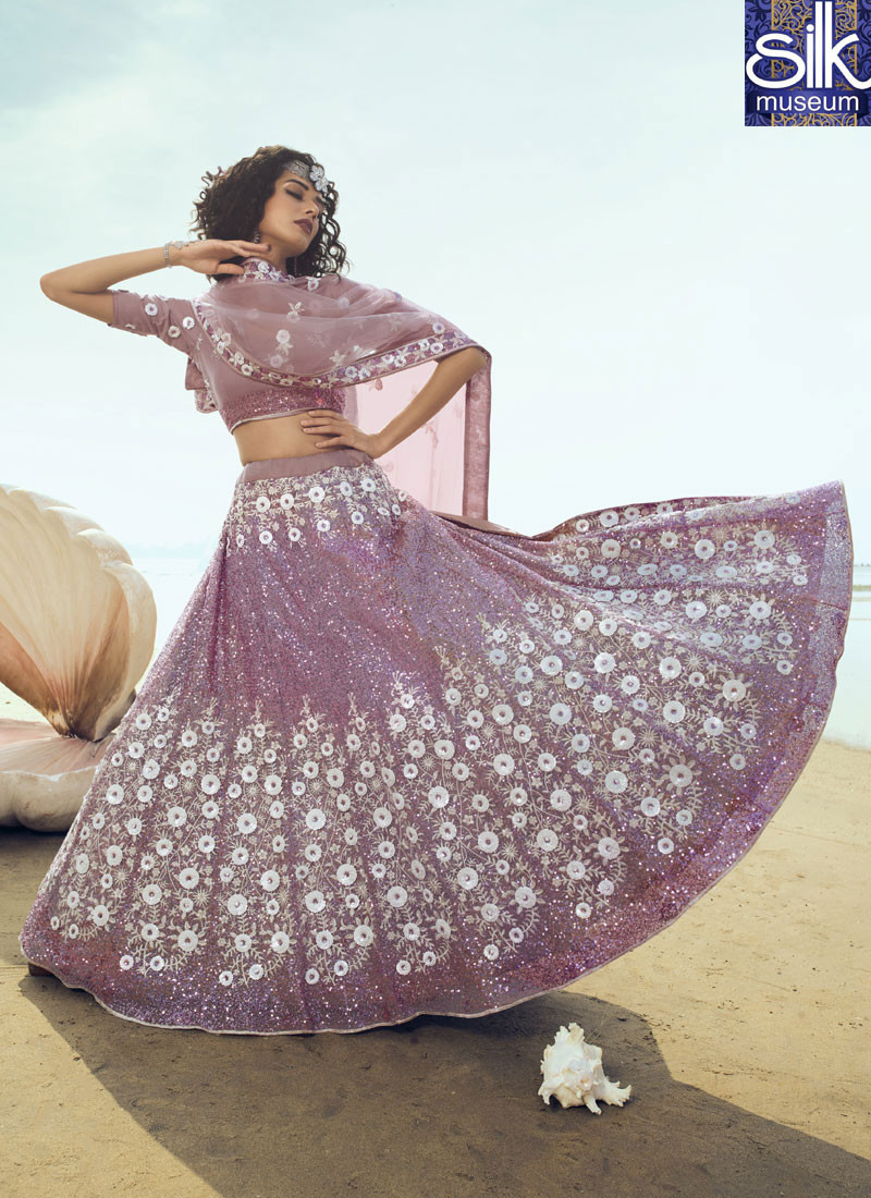 14501 Eye Catchy Pink Color Soft Net Designer Party Wear Lehenga Choli