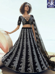 Magnetic Black Color Soft Net New Designer Party Wear Lehenga Choli