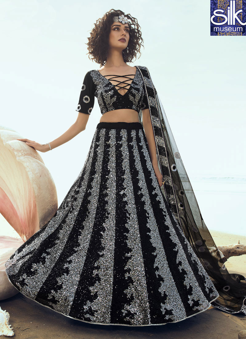 14504 Magnetic Black Color Soft Net New Designer Party Wear Lehenga Choli