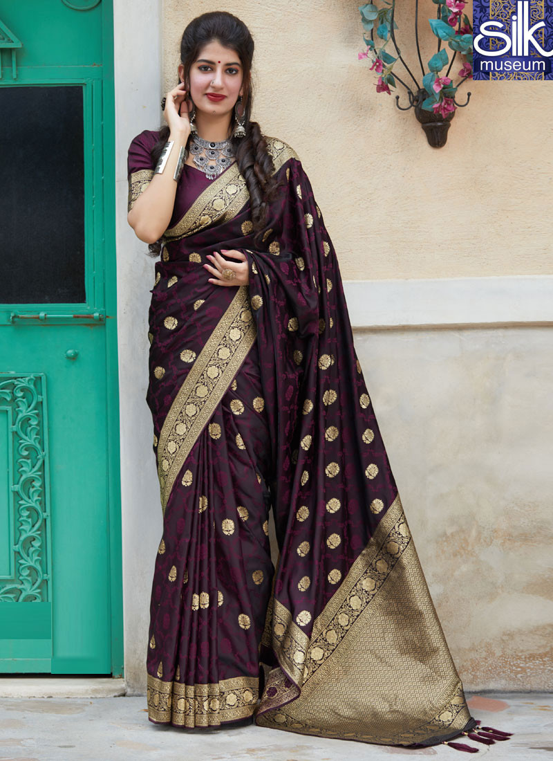 14506 Stunning Wine Color New Designer Silk Traditional Party Wear Saree