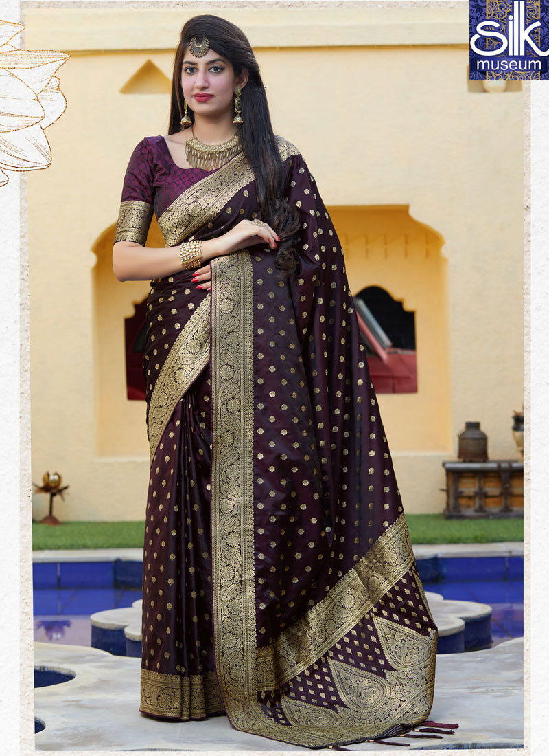 Adorable Purple Color Silk New Traditional Party Wear Saree