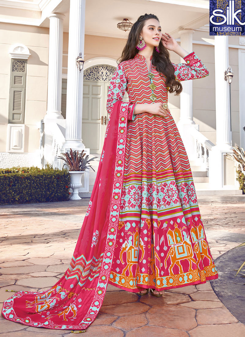 14535 Gorgeous Multi Color Silk Fabric Designer Party Wear Ready Made Gown