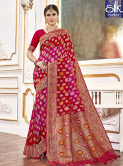Awesome Pin And Red Color Viscose Design