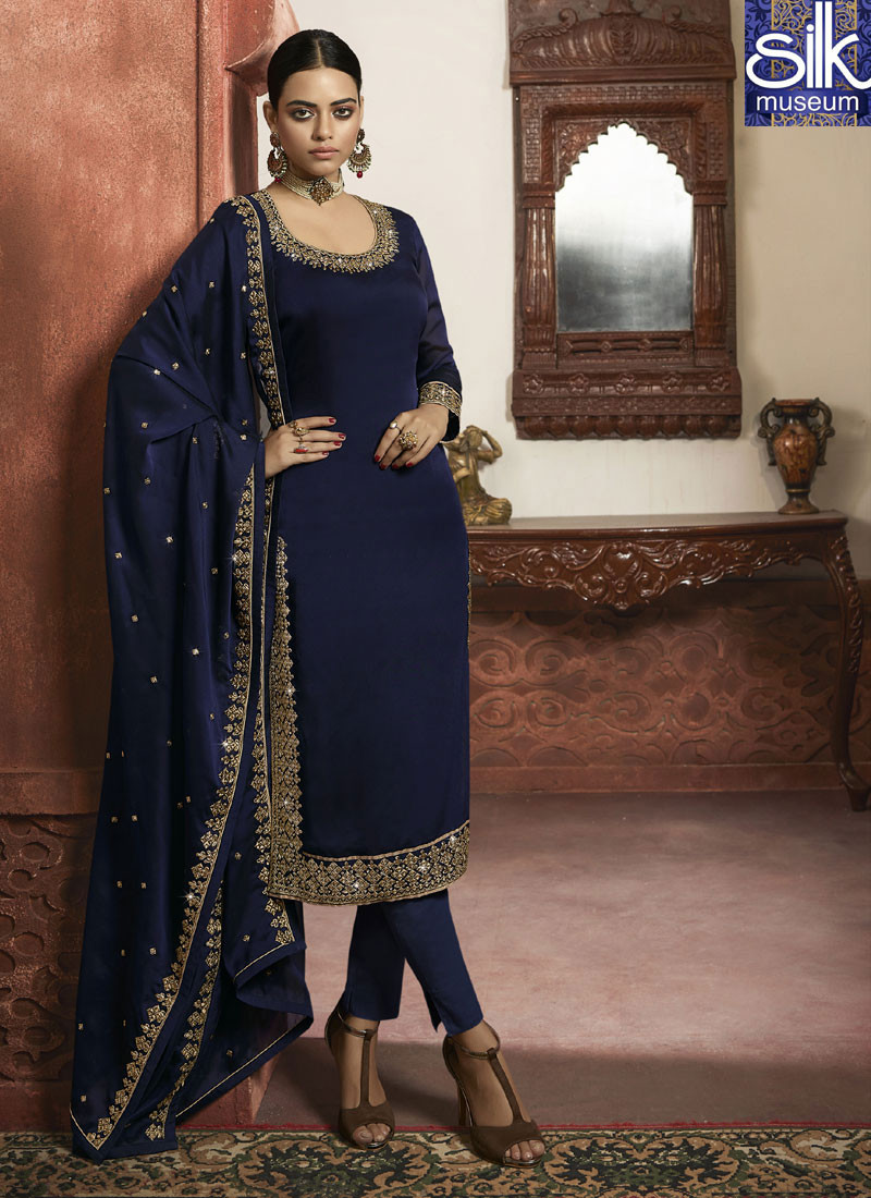 14574 Wonderful Blue Color Faux Georgette New Designer Salwar Suit
