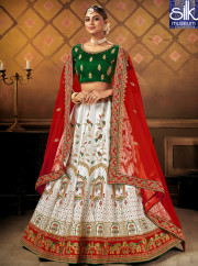 Speechless New Designer Wedding Wear White Color Satin Silk Lehenga Choli