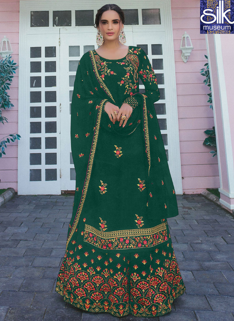 Lovely Green Color Faux Georgette New Designer Party Wear Palazzo Suit