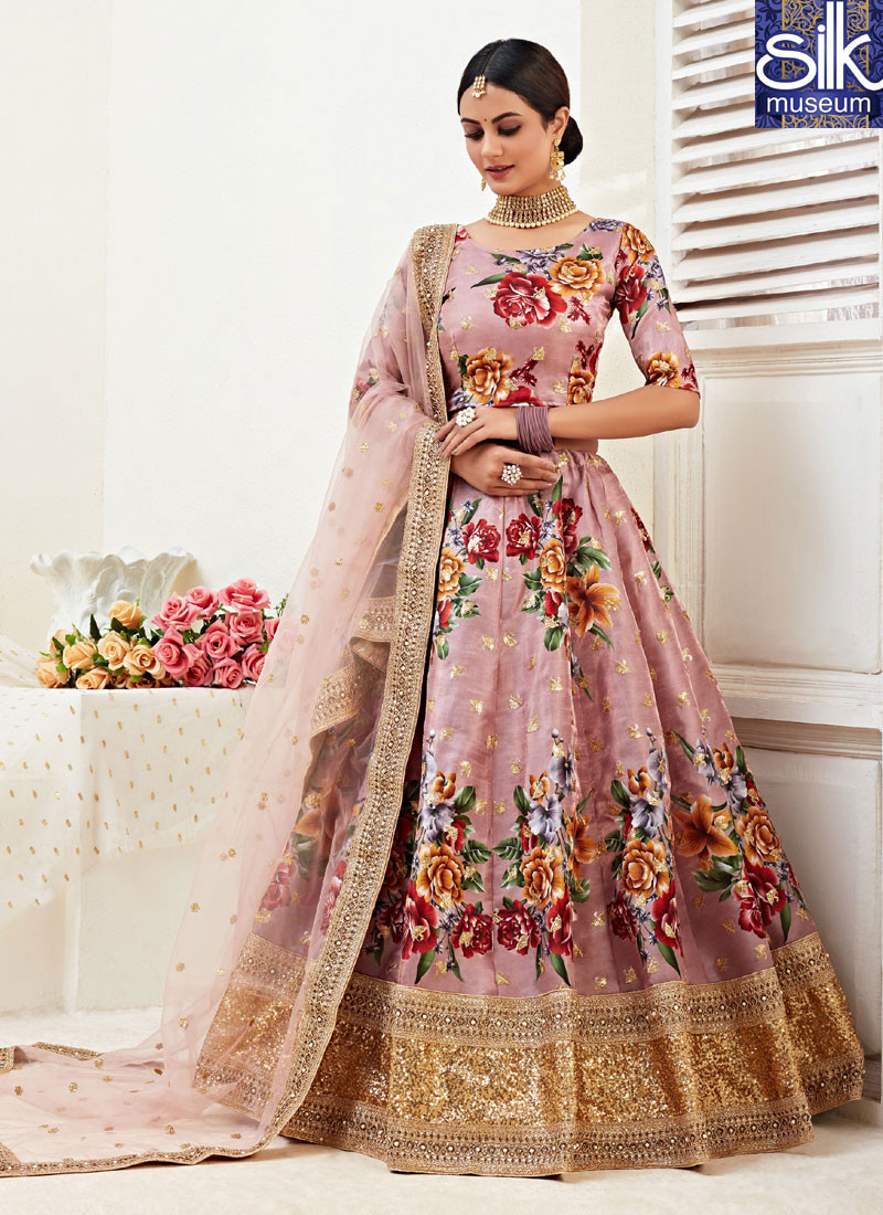 14591 Lovely Mauve Color Satin Silk New Designer Party Wear Lehenga Choli