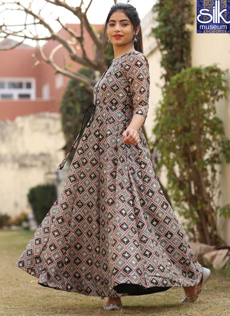 14599 Adorable New Designer Multi Color Chanderi Silk Ready Made Party Wear Gown