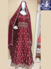 Maroon Color One Piece Gown With Hand Wo