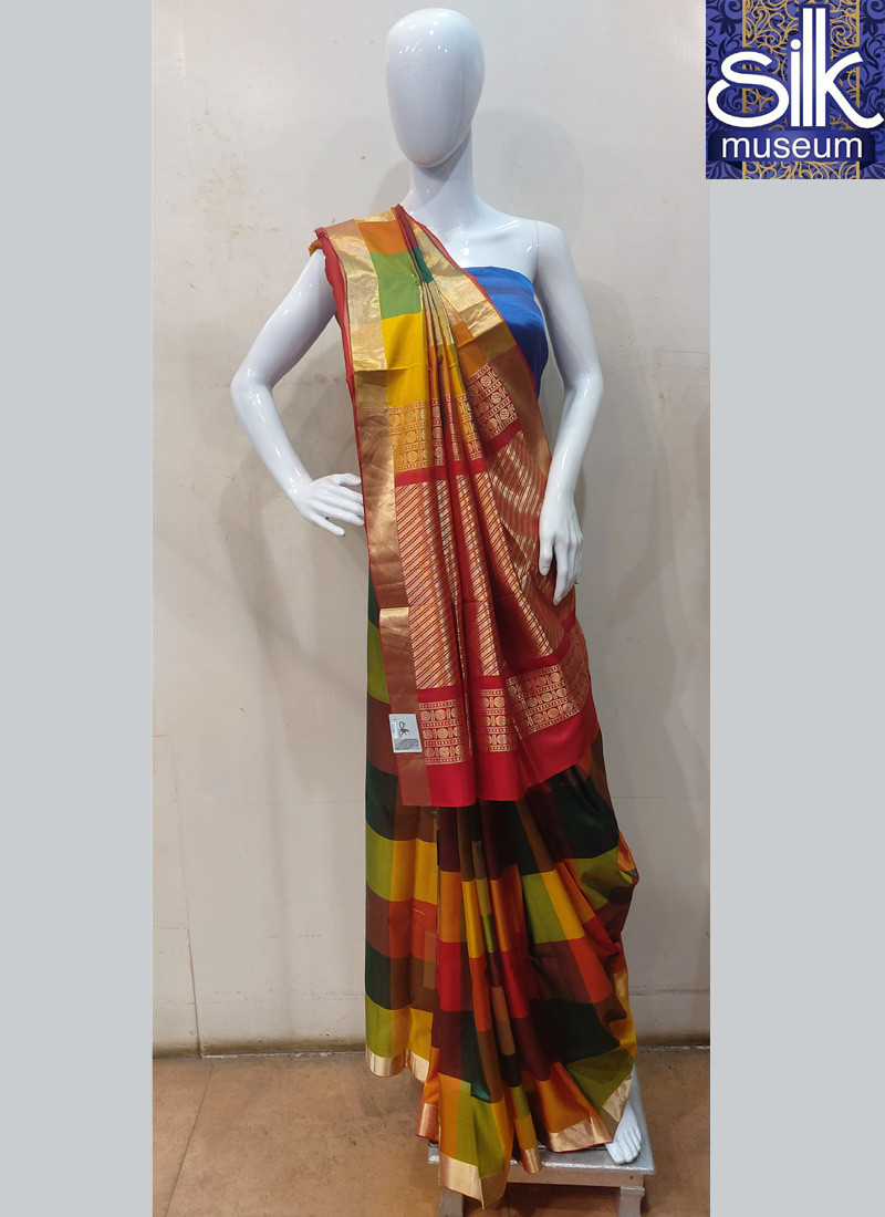 14613 Multi Color Saree in Pure Silk