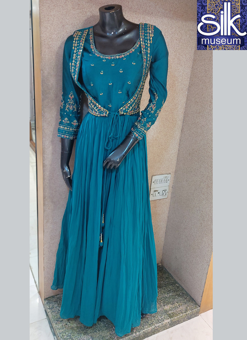 14646 Morpich Color Koti Style Anarkali Dress In Georgette