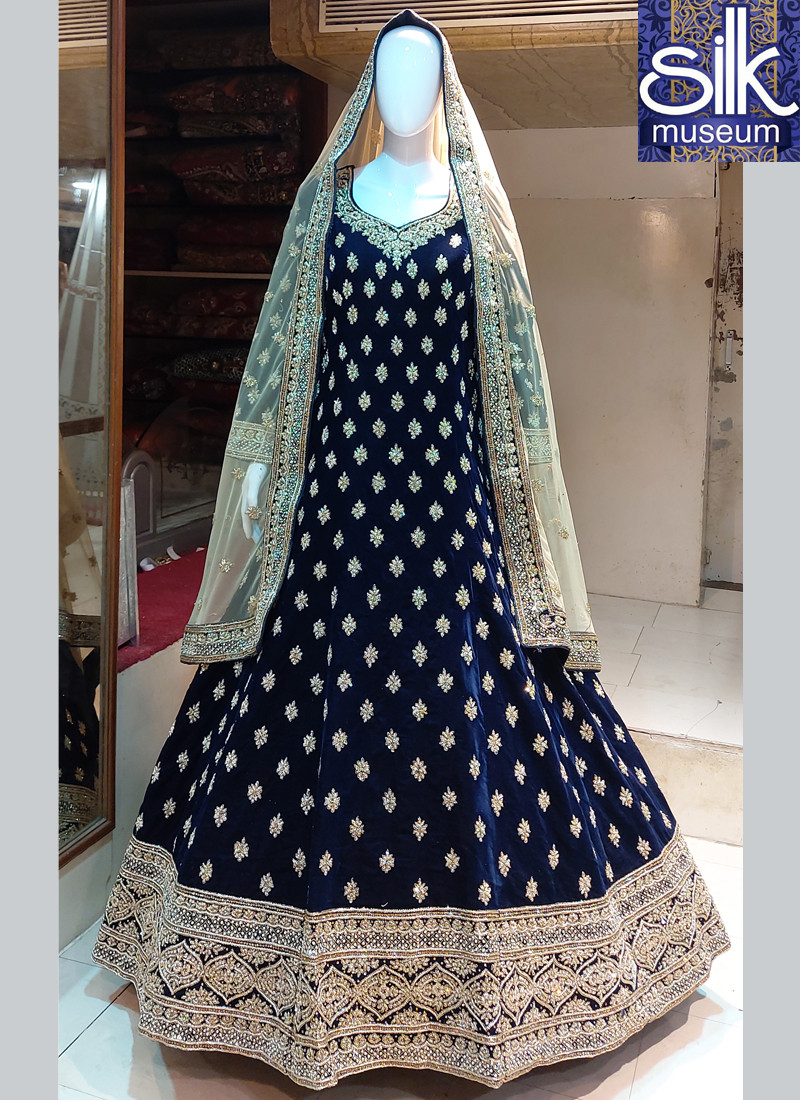 Blue Color Designer One Piece Trail Hand Work