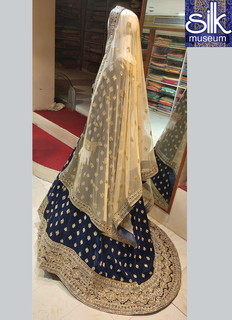 14667 Blue Color Designer One Piece Long Trail Hand Work