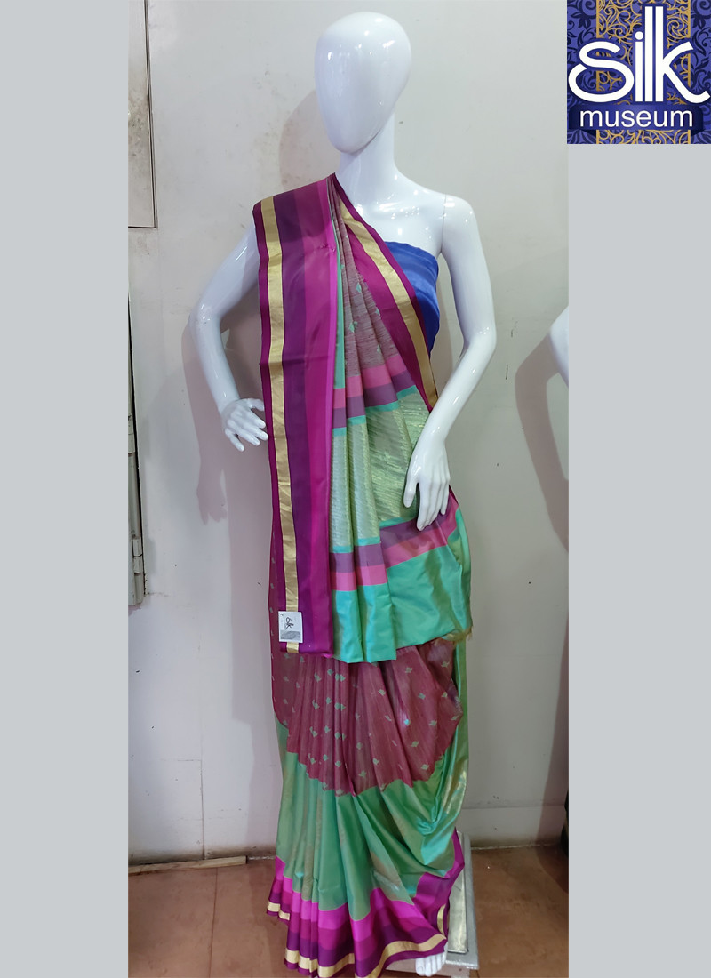 Pure Silk Saree In Pista Color