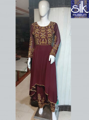 Maroon Color Up Down Style Georgette Han