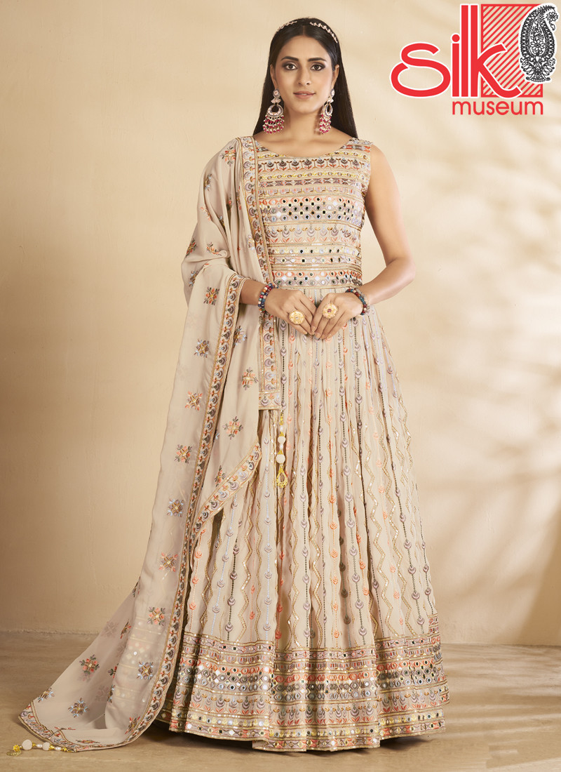 14687 Beautiful Gown With Thread & Sequins