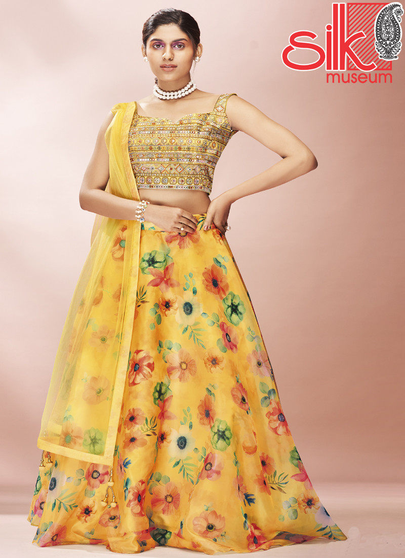 14691 Beautiful Yellow Lehenga Choli With Zari Thread & Sequins Work