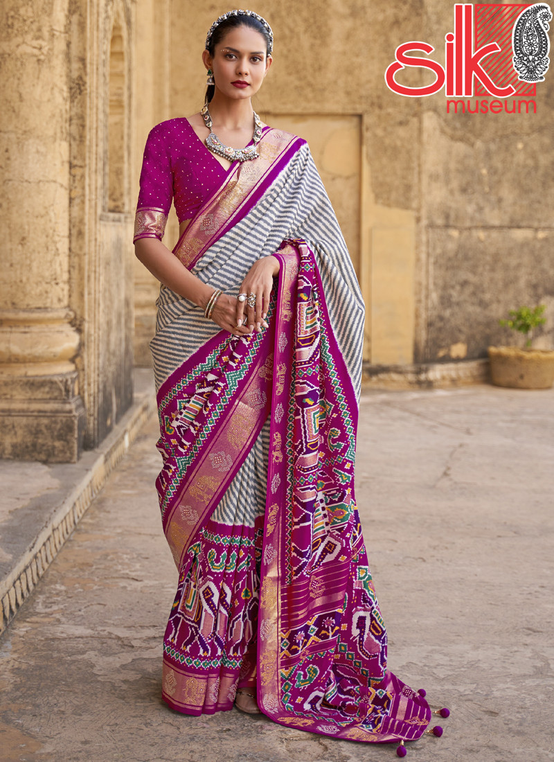 14710 Beautiful Magenta Semi-Patola Sarees
