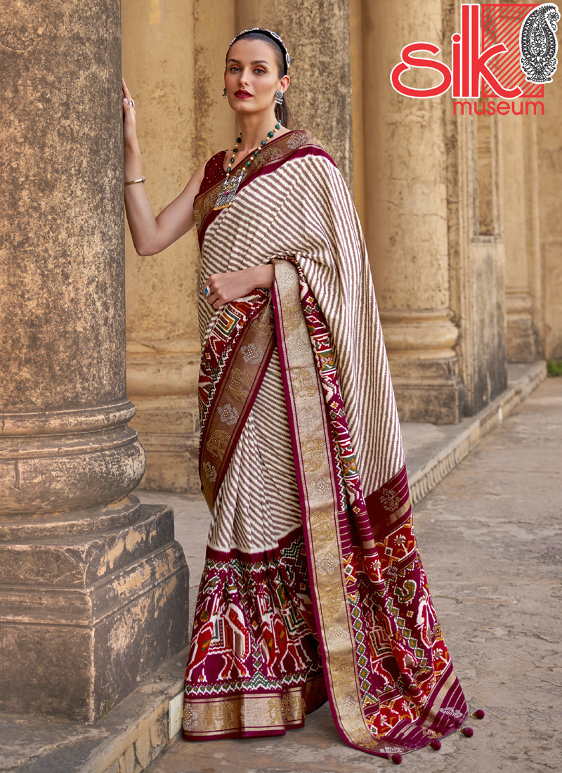 14715 Beautiful Wine Semi-Patola Sarees