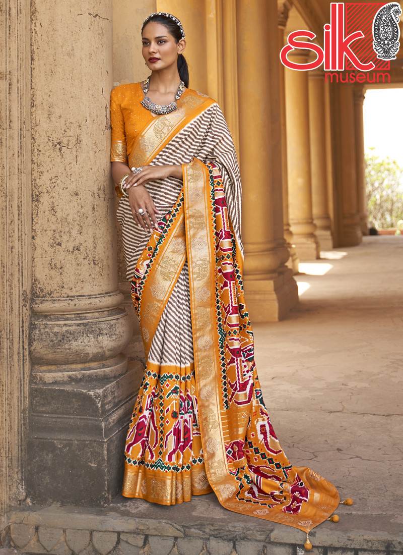 14716 Beautiful Mustard Semi-Patola Sarees