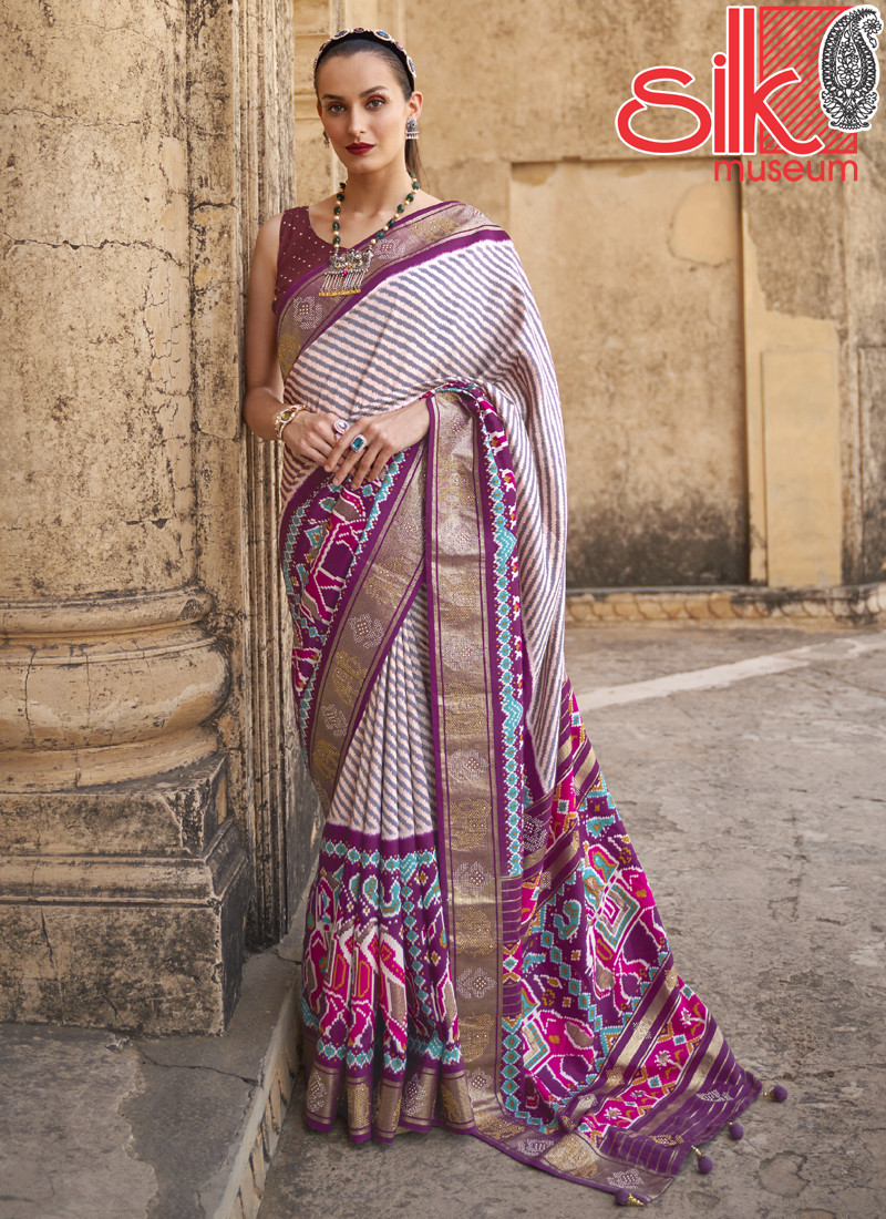 14717 Beautiful Purple Semi-Patola Sarees