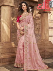 Organza Net With Gota-Patti Work Pink Sa