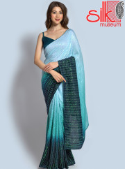Sea Green Georgette Embellished Saree Wi