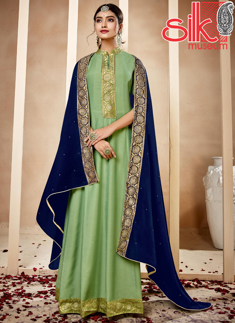 14805 Pista Heavy Masleen with Dola Jacquard Lace & Handwork