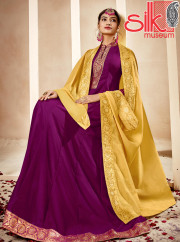 Purple  Heavy Masleen with Dola Jacquard Lace & Handwork