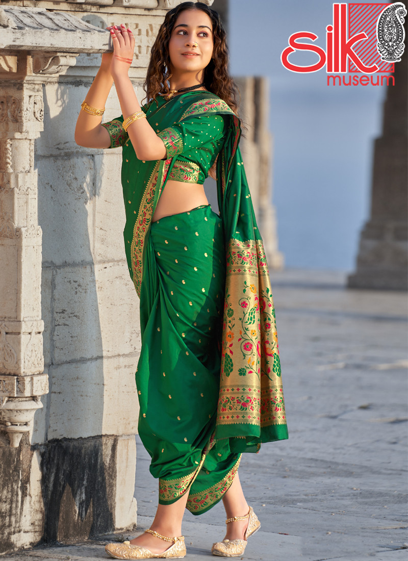 14861 Green Banarasi Soft Silk Designer Sarees