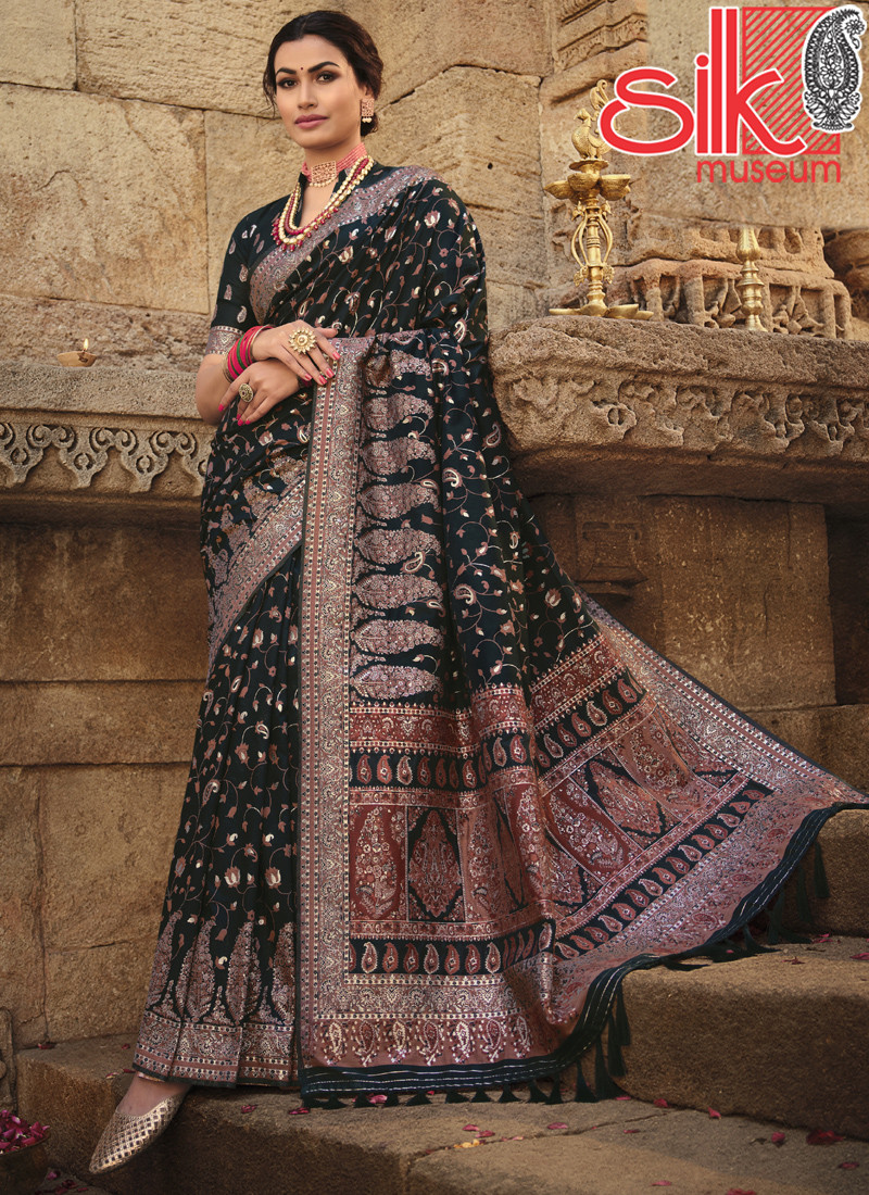 14888 Beautiful Black Kani Silk Sarees