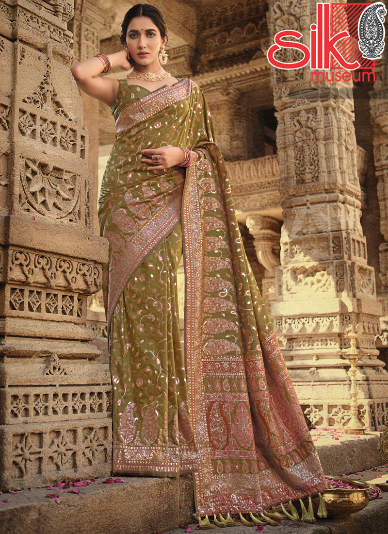 14889 Beautiful Mustard Kani Silk Sarees