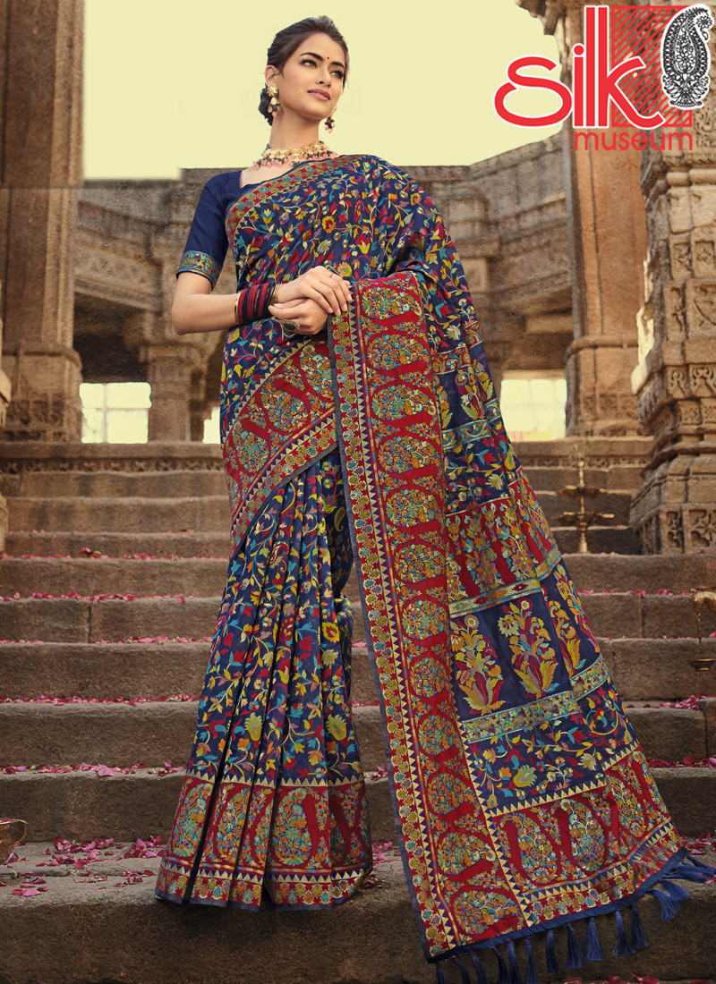 14894 Blue-Red Kani Silk Sarees