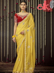 Mustard Saree Art Silk,Organza With Thre