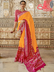 Yellow Rani Patola Silk Sarees With Diam