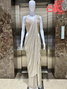 Gold Lycra Hand & Diamond Work Sarees