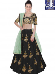 Magical Black Color Art Silk Embroidered