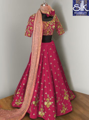Aristocratic Pink Color Art Silk Embroidered Work Designer Butta Style Lehenga Choli