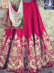 Divine Pink Color Art Silk Cotton Linen Blend Designer Lehenga Choli